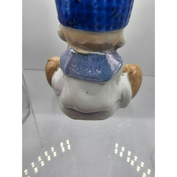 Vintage Porcelain Ceramic Big Eyed Boy Looking Surprised Pin Cushion Needle Hold - Picture 6 of 9